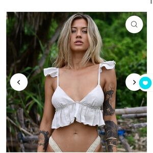 White Ruffled Sleeveless Crop Top